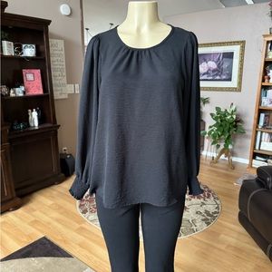 Cotton BLEU black long sleeve blouse-size M